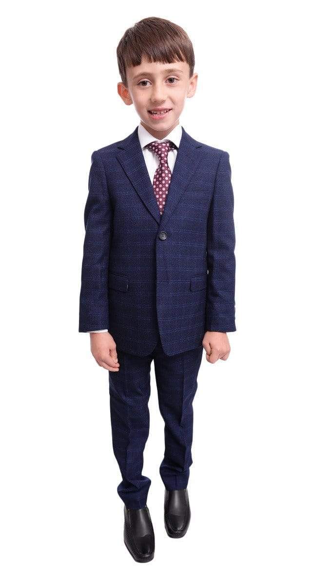 T.O. Bestselling Items 4 T.o. Slim Fit Blue Check Two Button Boys Suit