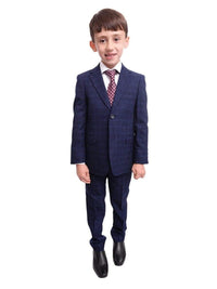 Thumbnail for T.O. Bestselling Items 4 T.o. Slim Fit Blue Check Two Button Boys Suit