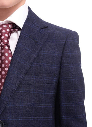 T.O. Bestselling Items T.o. Slim Fit Blue Check Two Button Boys Suit