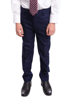 T.O. Bestselling Items T.o. Slim Fit Blue Check Two Button Boys Suit