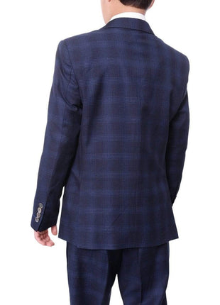 T.O. Bestselling Items The Suit Depot Boys Navy Blue Plaid Husky Fit Suit