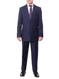 Thumbnail for T.O. Boys 20 The Suit Depot Boys Navy Blue Plaid 100% Wool Regular Fit Suit