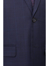 Thumbnail for T.O. Boys The Suit Depot Boys Navy Blue Plaid 100% Wool Regular Fit Suit