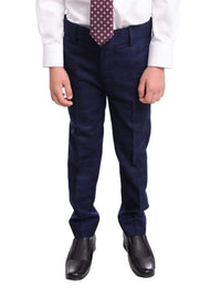 Thumbnail for T.o. Husky Fit Blue Plaid Two Button Two Piece Boys Suit - The Suit Depot