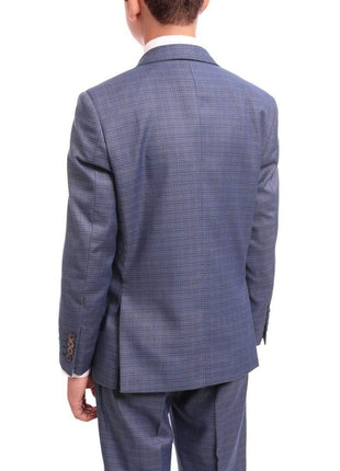 T.o. Slim Fit Blue & Tan Check Two Button Two Piece Boys Suit - The Suit Depot