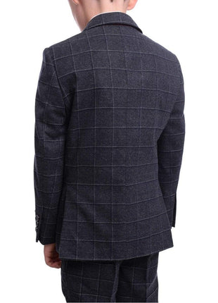 T.O. BoysMVL T.o. Slim Fit Gray With Blue & White Check Two Button Flannel Boys Suit