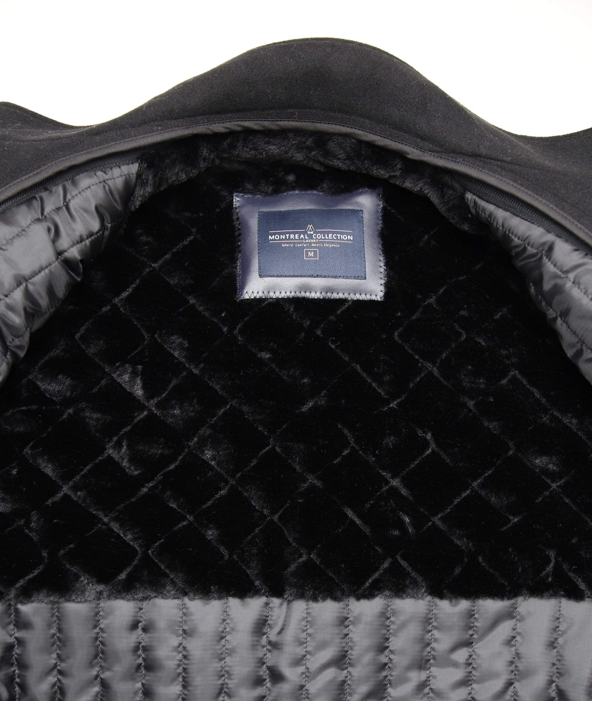 The Montreal Collection Black Wool Cashmere Men&#39;s Car Coat With Quilted Lining - The Suit Depot