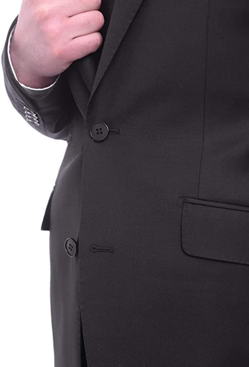 The Suit Depot Napoli Slim Fit Solid Black Half Canvassed Wool Cashmere Blend Suit