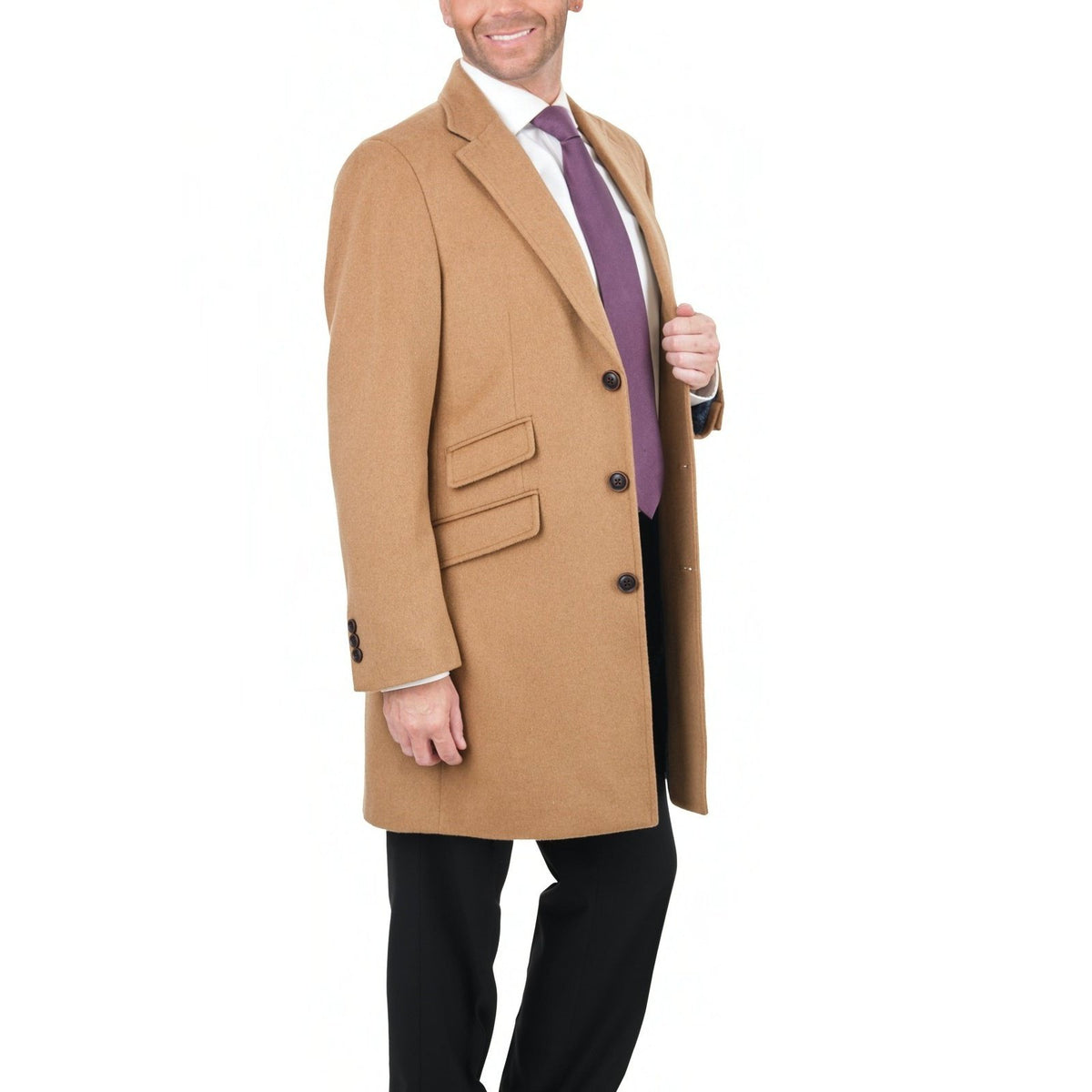 The Suit Depot OUTERWEAR The Suit Depot Men&#39;s Wool Cashmere Single Breasted 3/4 Length Top Coat