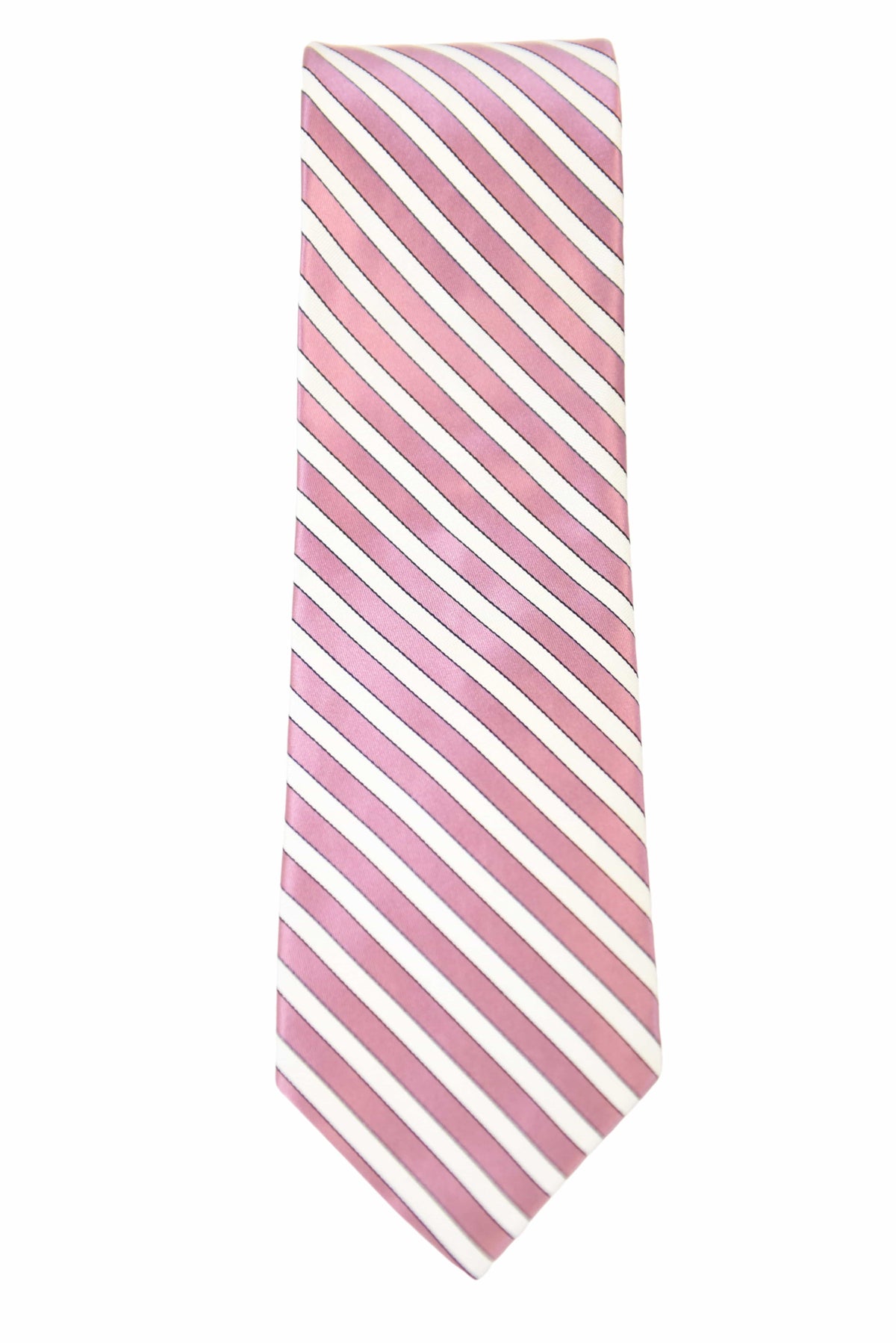The Suit Depot Pink Stripe Arthur Black Premium Silk Tie