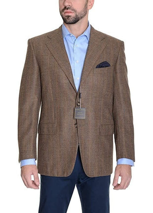 The Suit Depot Sartoria Partenopea Italy 40R Brown Plaid 3-Roll-2 Wool Men's Blazer Sportcoat