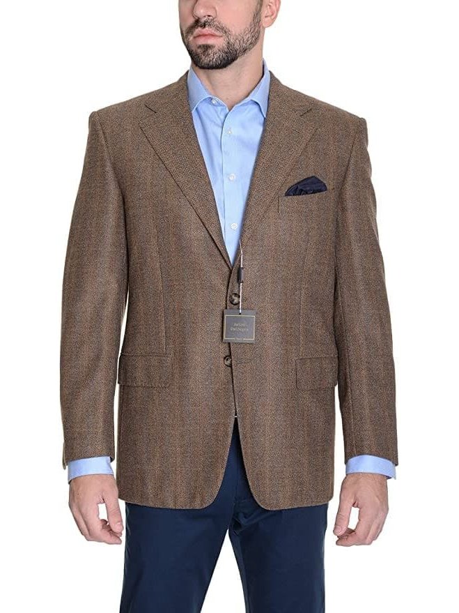The Suit Depot Sartoria Partenopea Italy 40R Brown Plaid 3-Roll-2 Wool Men's Blazer Sportcoat