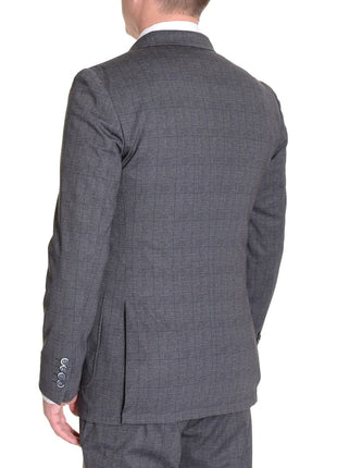 thesuitdepot Sale Suits Extra Slim Fit Gray Plaid Half Lined Stretch Suit With Patch Pockets