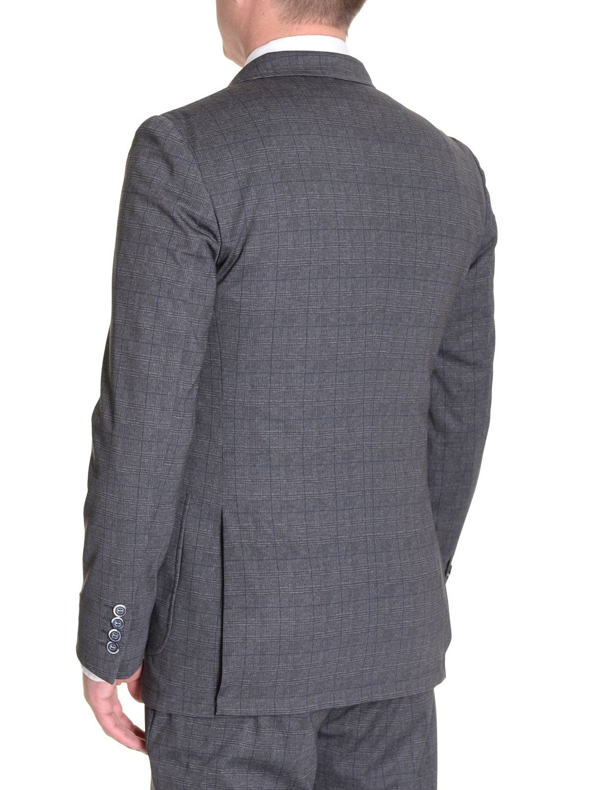 thesuitdepot Sale Suits Extra Slim Fit Gray Plaid Half Lined Stretch Suit With Patch Pockets