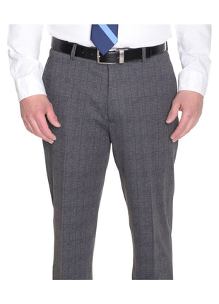 thesuitdepot Sale Suits Extra Slim Fit Gray Plaid Half Lined Stretch Suit With Patch Pockets