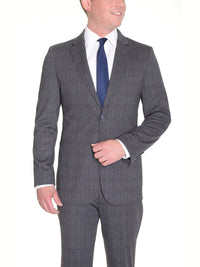 Thumbnail for thesuitdepot Sale Suits Extra Slim Fit Gray Plaid Half Lined Stretch Suit With Patch Pockets