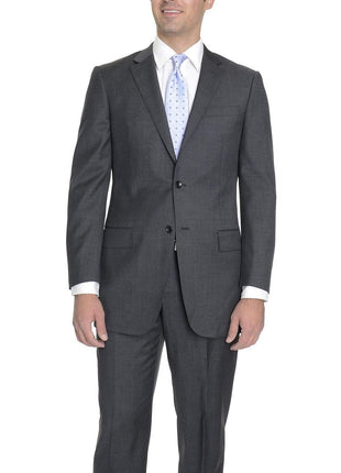 thesuitdepot TWO PIECE SUITS 36R Modern Fit Charcoal Gray Pindot Two Button Wool Suit