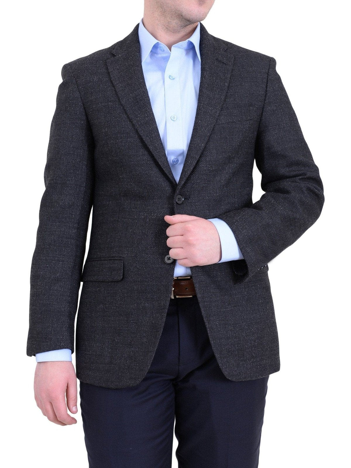 Tommy Hilfiger BLAZERS Tommy Hilfiger Trim Fit Charcoal Textured Soft Tailored Two Button Wool Blazer