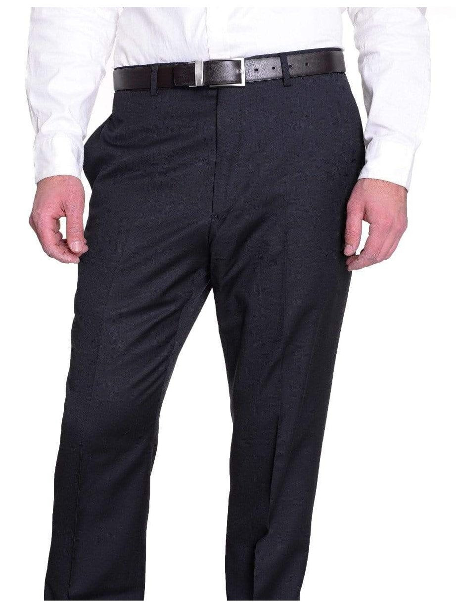 tommy hilfiger slim fit dress pants Tommy Hilfiger Men's Dress Pants Navy Blue Wool Blend Stretch Modern Fit 44x32