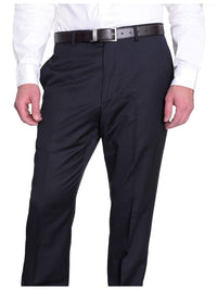 Thumbnail for Tommy Hilfiger Mens Trim Fit Solid Navy Blue Flat Front Worsted Wool Dress Pants - The Suit Depot