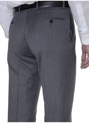 Tommy Hilfiger Mens Trim Fit Gray Textured Flat Front Wool Dress Pants - The Suit Depot