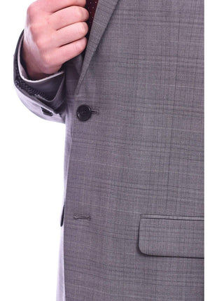 Tommy Hilfiger Sale Suits Tommy Hilfiger Men's Trim Fit Gray Plaid Two Button Stretch Wool 2 Button Suit