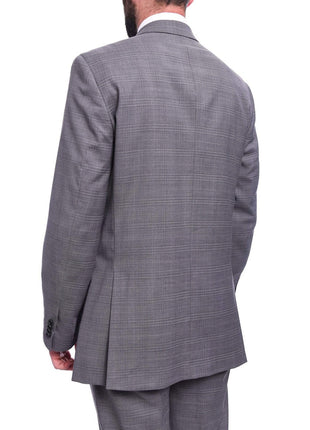 Tommy Hilfiger Sale Suits Tommy Hilfiger Men's Trim Fit Gray Plaid Two Button Stretch Wool 2 Button Suit