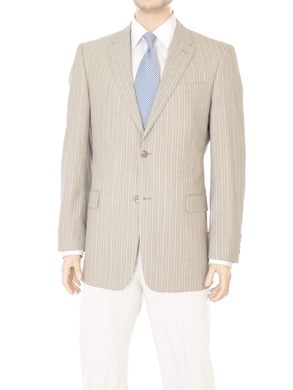 Willis & Walker  Modern Fit Tan Striped Two Button Wool Blazer Sportcoat - The Suit Depot