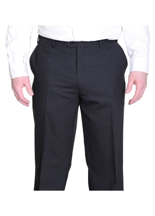 Silvio Breciani Mens Black Tonal Striped Two Button Wool Tuxedo Tux Suit - The Suit Depot