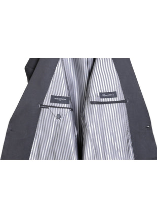 Silvio Breciani Mens Black Tonal Striped Two Button Wool Tuxedo Tux Suit - The Suit Depot