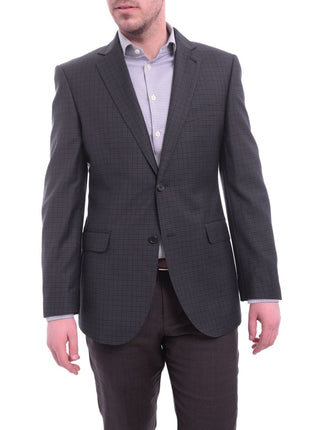 Zanetti BLAZERS Zanetti Modern Fit Navy Blue Check Two Button Wool Blazer Sportcoat