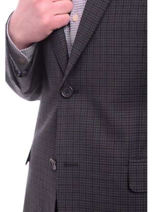 Zanetti BLAZERS Zanetti Modern Fit Navy Blue Check Two Button Wool Blazer Sportcoat