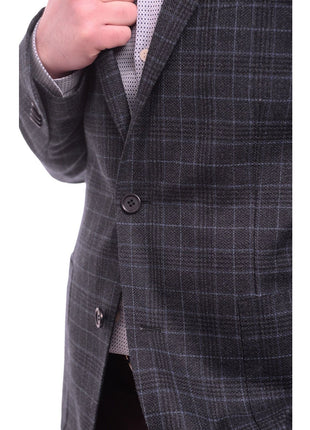 Zanetti BLAZERS Zanetti Modern Fit Navy Blue Glen Plaid Blazer Sportcoat With Patch Pockets