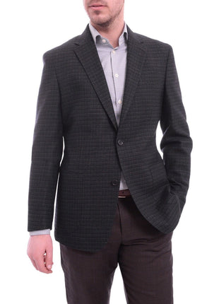 Zanetti BLAZERS Zanetti Modern Fit Navy Blue Textured Wool Blazer Sportcoat With Patch Pockets