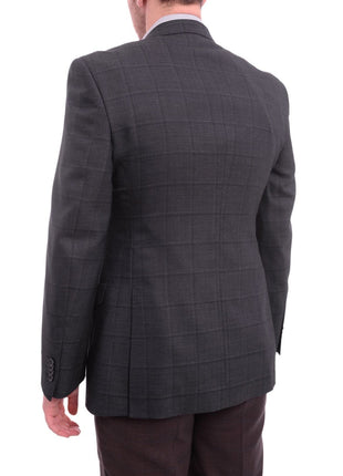 Zanetti BLAZERS Zanetti Modern Fit Navy Blue Windowpane Two Button Wool Blazer Sportcoat