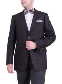 Thumbnail for Zanetti BLAZERS Zanetti Regular Fit Brown Plaid Two Button Wool Blazer Sportcoat