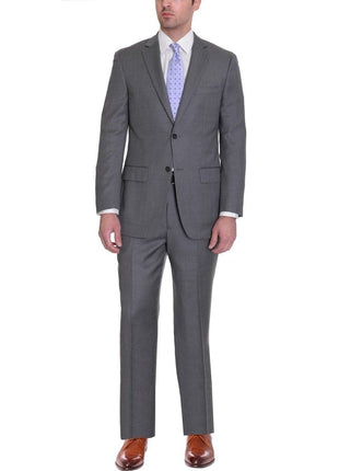 Zanetti Sale Suits Zanetti Classic Fit Charcoal Gray Birdseye Two Button Wool Suit