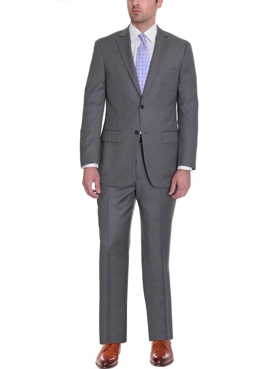 Zanetti Sale Suits Zanetti Classic Fit Charcoal Gray Birdseye Two Button Wool Suit
