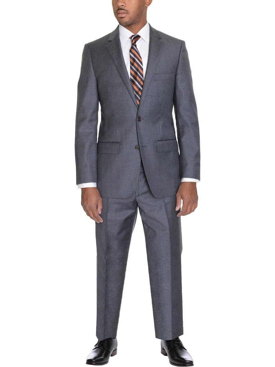 Zanetti Sale Suits Zanetti Classic Fit Solid Heather Gray Two Button Wool Suit