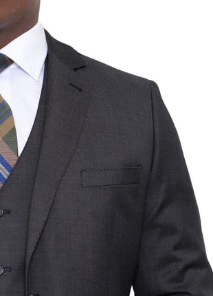 Zanetti Sale Suits Zanetti Slim Fit Charcoal Gray Pindot Two Button Three Piece Wool Suit