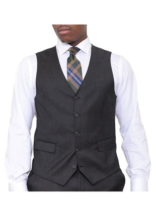 Zanetti Sale Suits Zanetti Slim Fit Charcoal Gray Pindot Two Button Three Piece Wool Suit
