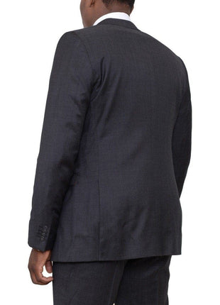 Zanetti Sale Suits Zanetti Slim Fit Charcoal Gray Pindot Two Button Three Piece Wool Suit