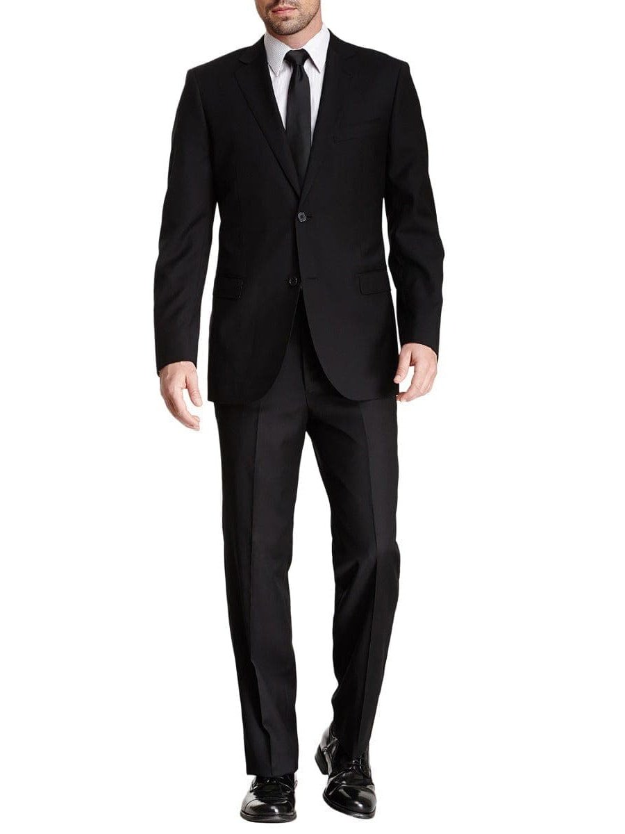 Zanetti TWO PIECE SUITS Zanetti Classic Fit Black Tonal Striped Two Button Wool Suit