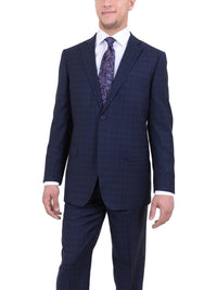 Thumbnail for Zanetti TWO PIECE SUITS Zanetti Classic Fit Blue Plaid Textured Two Button Wool Suit