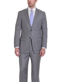Thumbnail for Zanetti TWO PIECE SUITS Zanetti Mens Classic Fit Gray Birdseye Two Button Wool Suit
