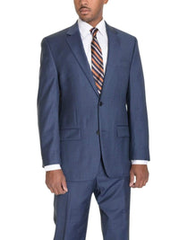 Thumbnail for Zanetti TWO PIECE SUITS Zanetti Mens Classic Fit Heather Blue Two Button Wool Suit