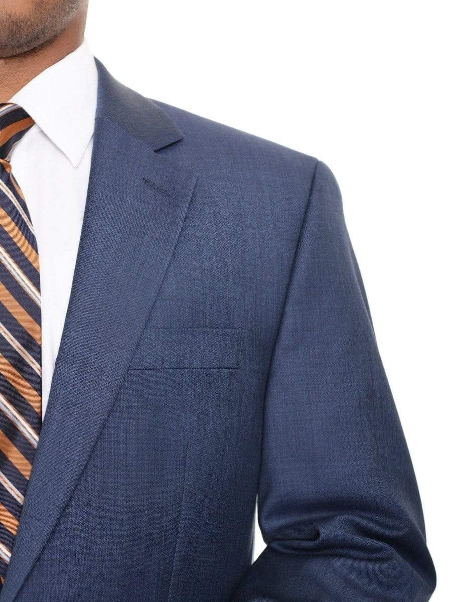 Zanetti TWO PIECE SUITS Zanetti Mens Classic Fit Heather Blue Two Button Wool Suit