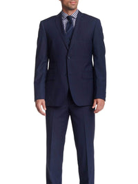 Thumbnail for Zanetti TWO PIECE SUITS Zanetti Modern Fit Navy Blue Plaid Two Button Wool Suit With Ticket Pocket
