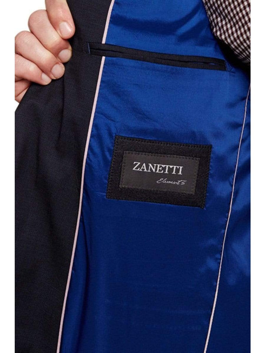 Zanetti TWO PIECE SUITS Zanetti Slim Fit Navy Pindot Two Button Wool Suit